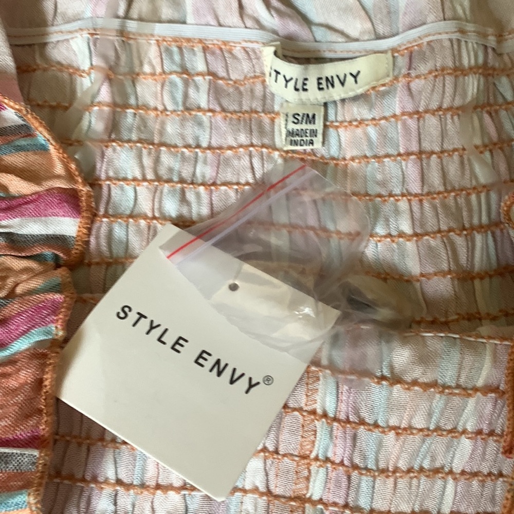 NWT Style Envy strapless smocked top with ruffle hem - Picture 2 of 6
